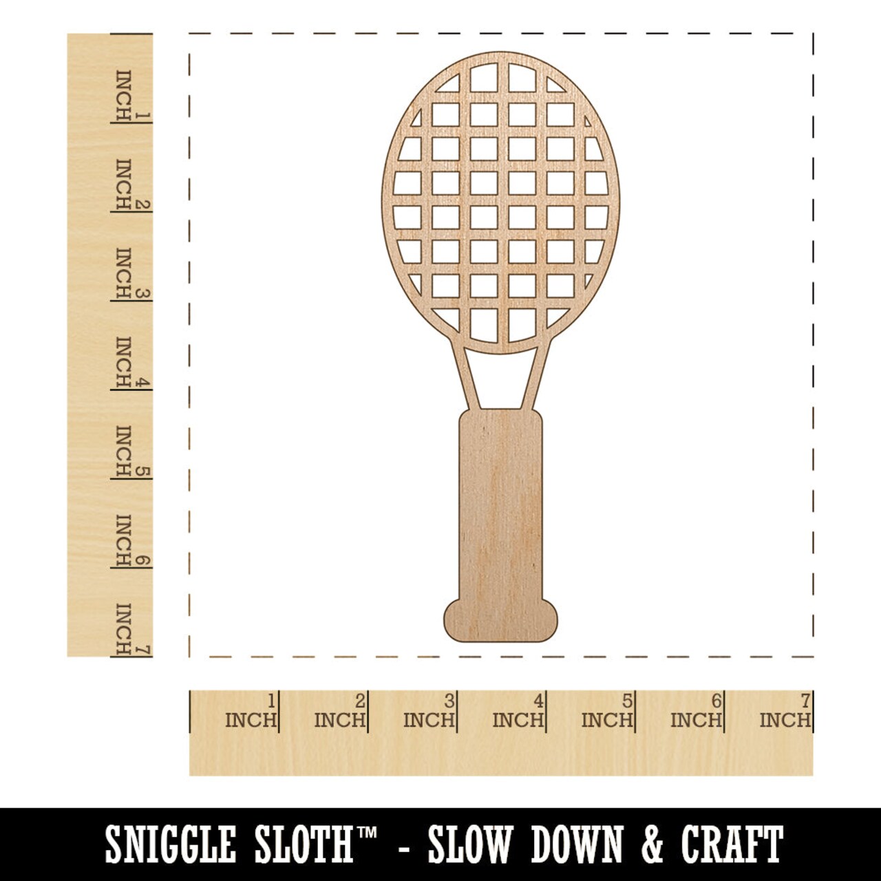 Tennis Racket Doodle Unfinished Wood Shape Piece Cutout for DIY Craft Projects